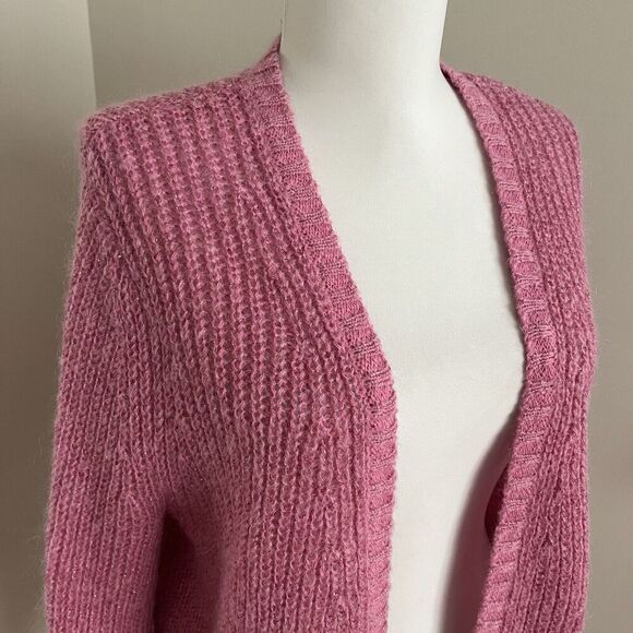 WYSE London Open Front Cardigan Small Pink mohair wool Metallic Cottagecore - Picture 10 of 11
